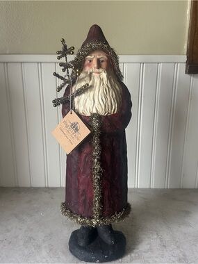 Ragon House 16” Red Belsnickle Santa w Tree Large Wall Hanging Vintage New w/Box